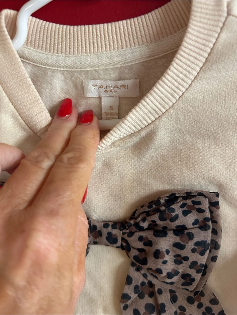 Tahari Cream Top with skort Leopard-Print Bow Accent size 5t